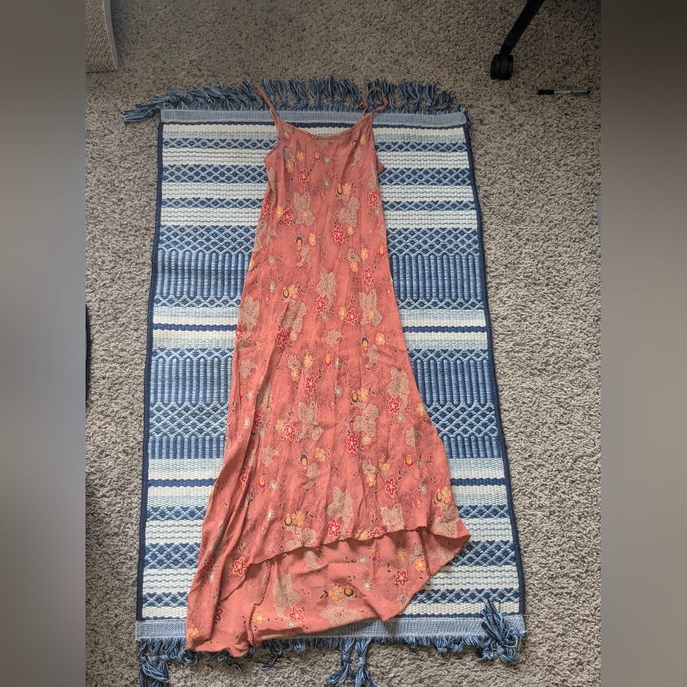 Vintage Floral Orange High-Low Dress